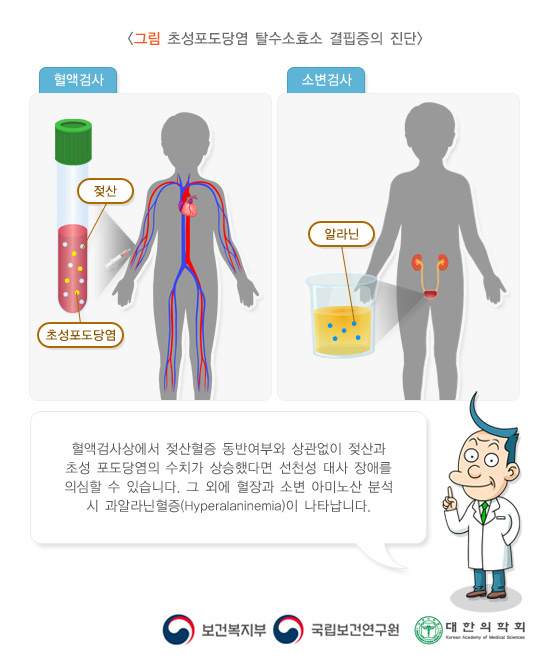 초성포도당염 탈수소효소 결핍증의 진단